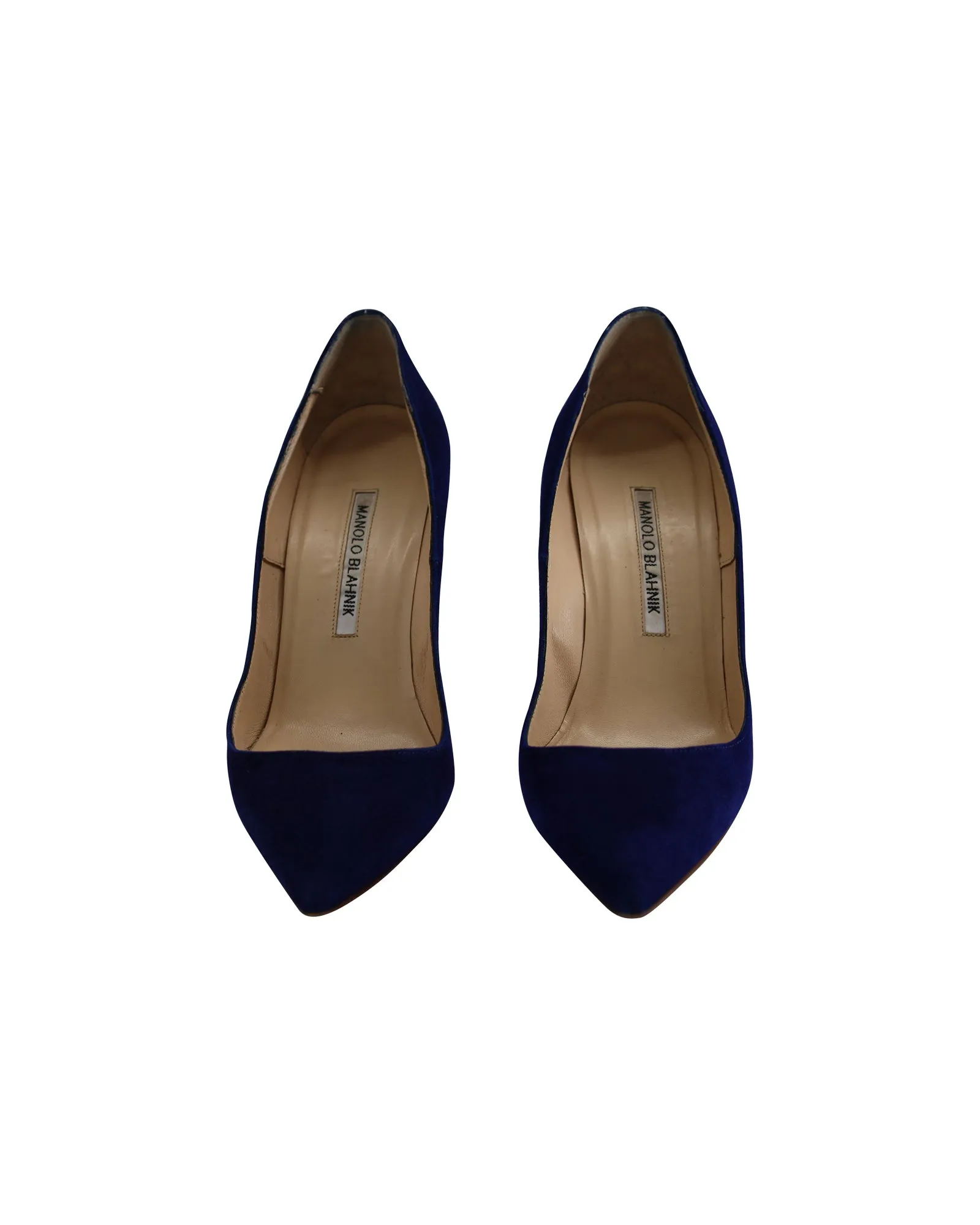 Manolo Blahnik BB Pointed Pumps in Navy Blue Suede Shoes_Manolo-Blahnik