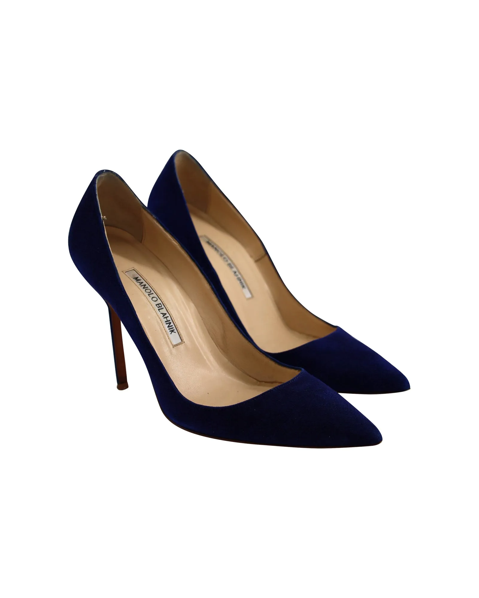 Manolo Blahnik BB Pointed Pumps in Navy Blue Suede Shoes_Manolo-Blahnik