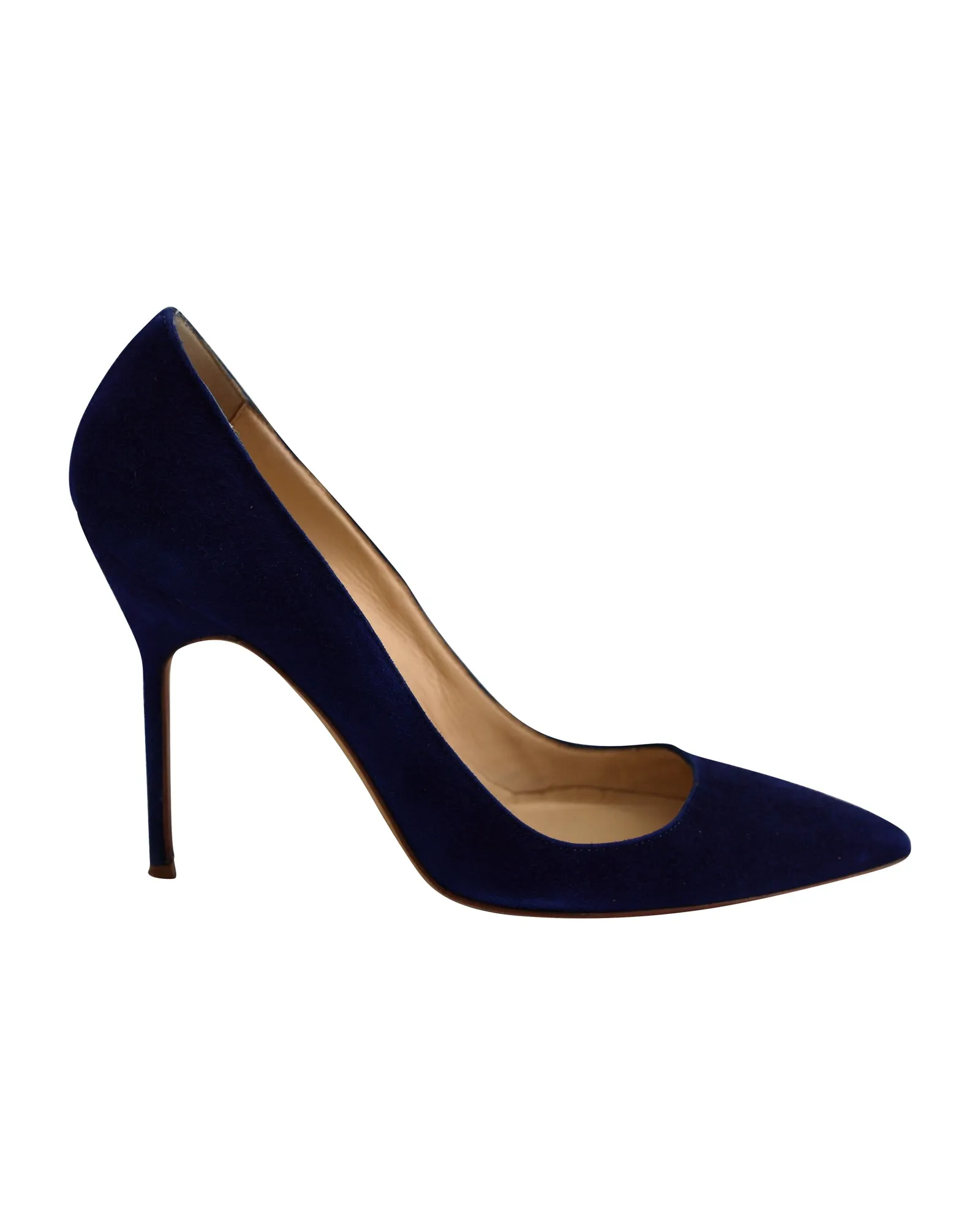 Manolo Blahnik BB Pointed Pumps in Navy Blue Suede Shoes_Manolo-Blahnik