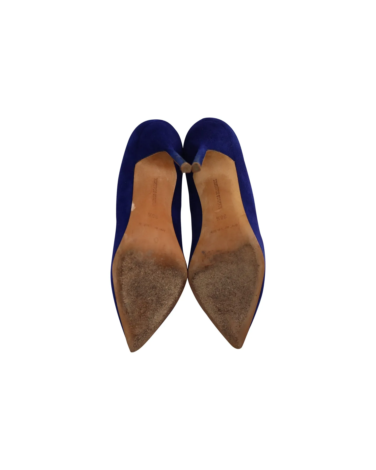 Manolo Blahnik BB Pointed Pumps in Navy Blue Suede Shoes_Manolo-Blahnik