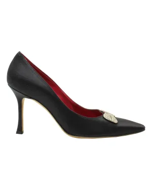 Manolo Blahnik Bow Embellished Pumps in Black Satin Shoes_Manolo-Blahnik