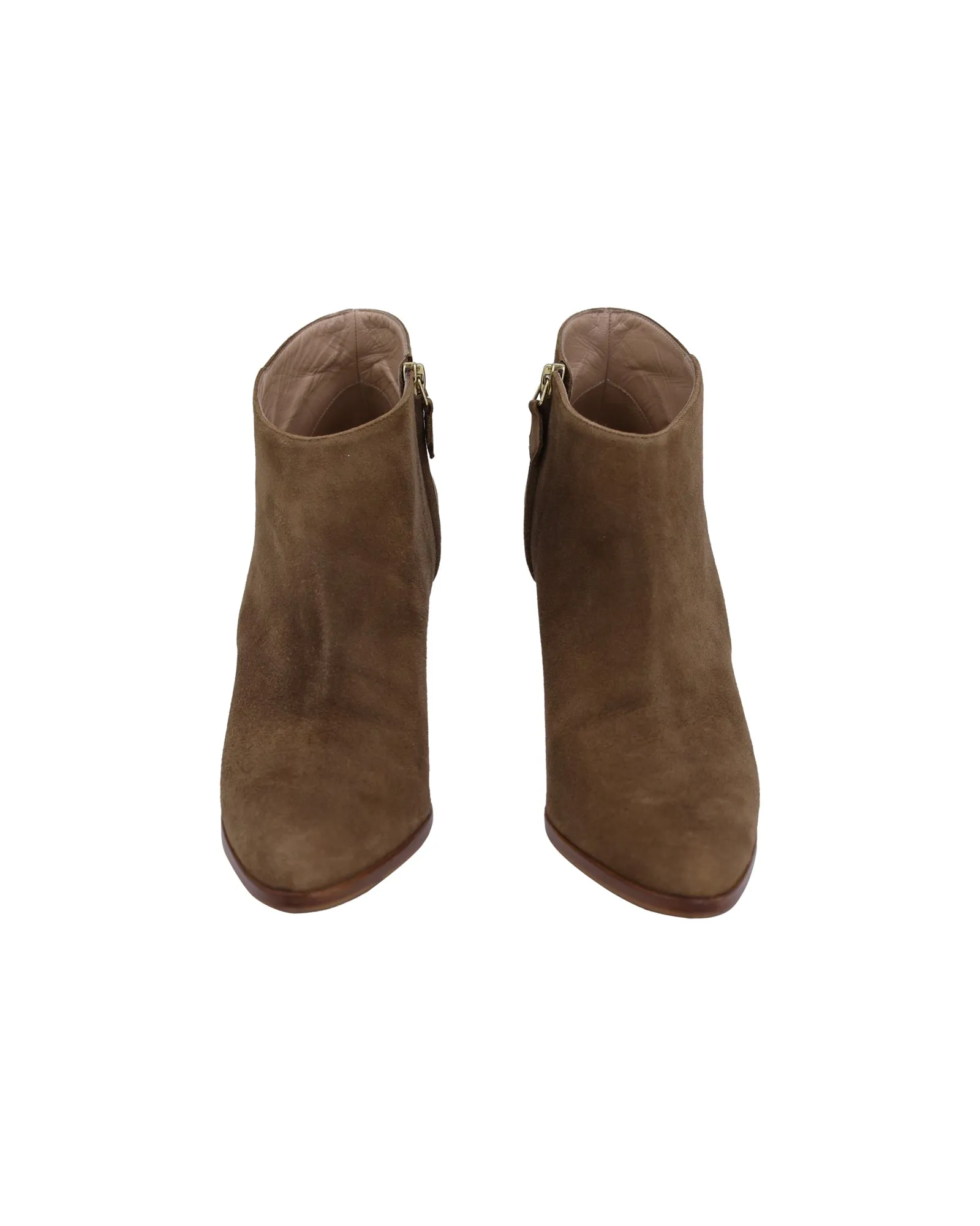 Manolo Blahnik Brusta Low-Cut Ankle Boots in Brown Suede Shoes_Manolo-Blahnik