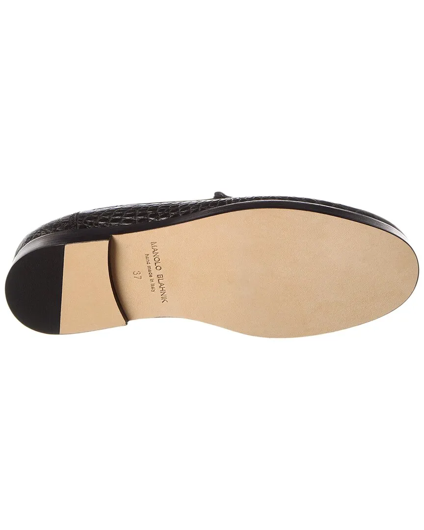 Manolo Blahnik Dinelio Croc-Embossed Leather Loafer Shoes_Manolo-Blahnik