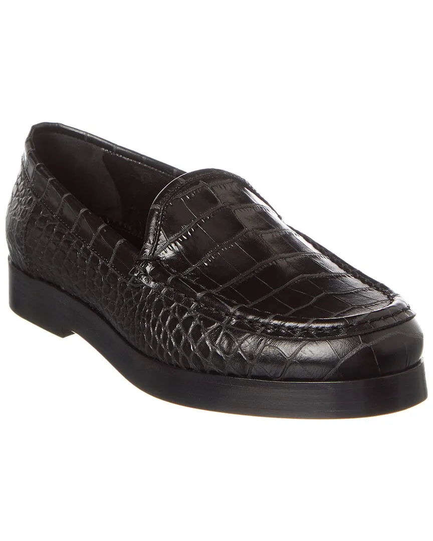 Manolo Blahnik Dinelio Croc-Embossed Leather Loafer Shoes_Manolo-Blahnik
