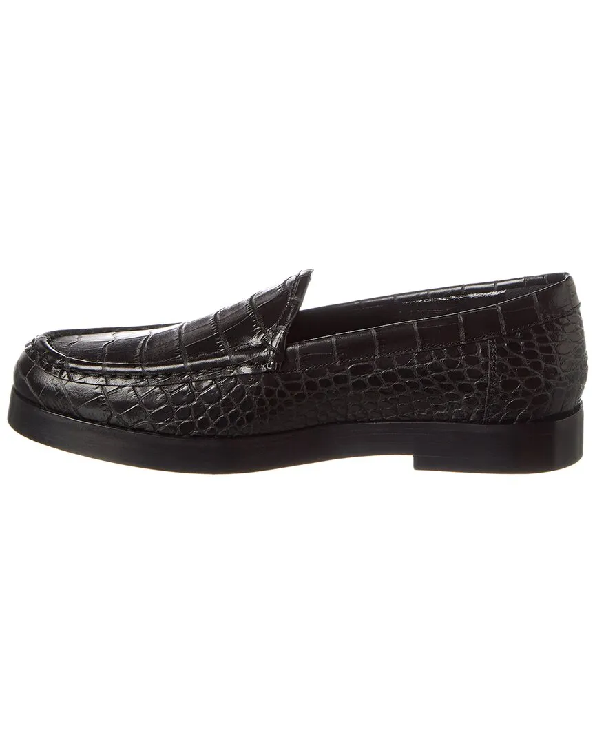 Manolo Blahnik Dinelio Croc-Embossed Leather Loafer Shoes_Manolo-Blahnik