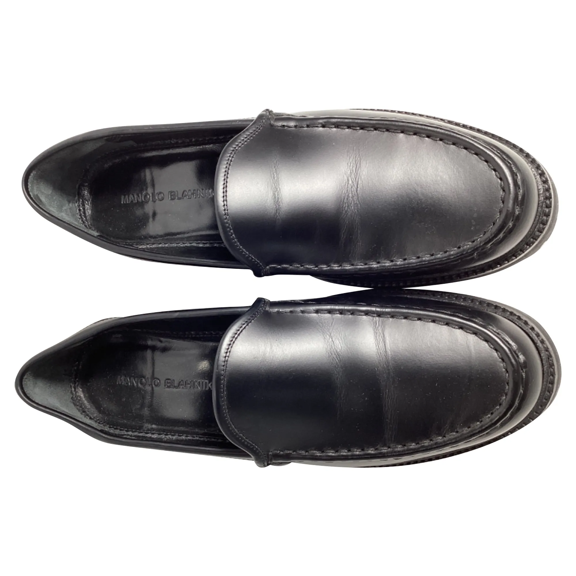 Manolo Blahnik Dineralo Slip-On Loafers in Black Calf Leather Shoes_Manolo-Blahnik