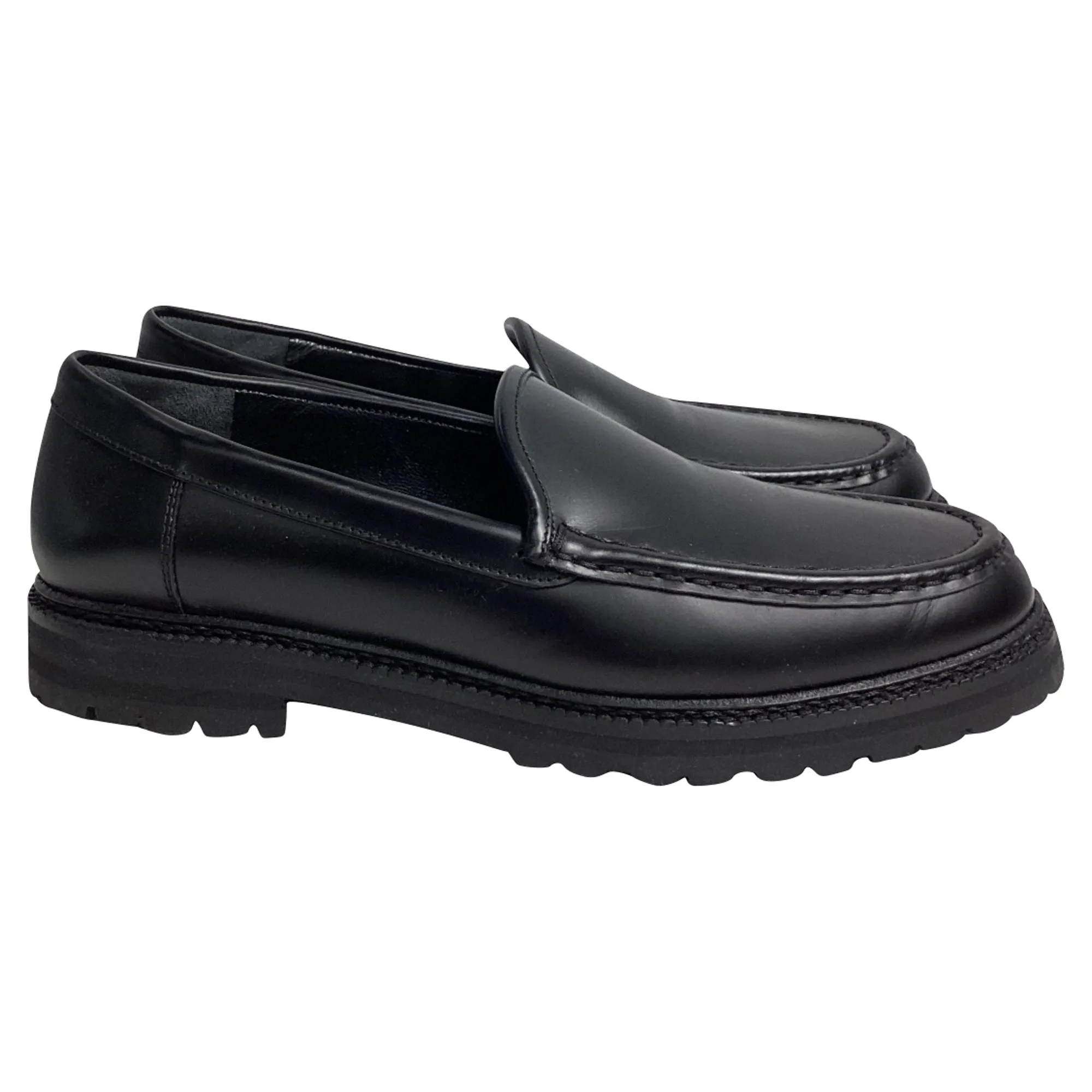 Manolo Blahnik Dineralo Slip-On Loafers in Black Calf Leather Shoes_Manolo-Blahnik