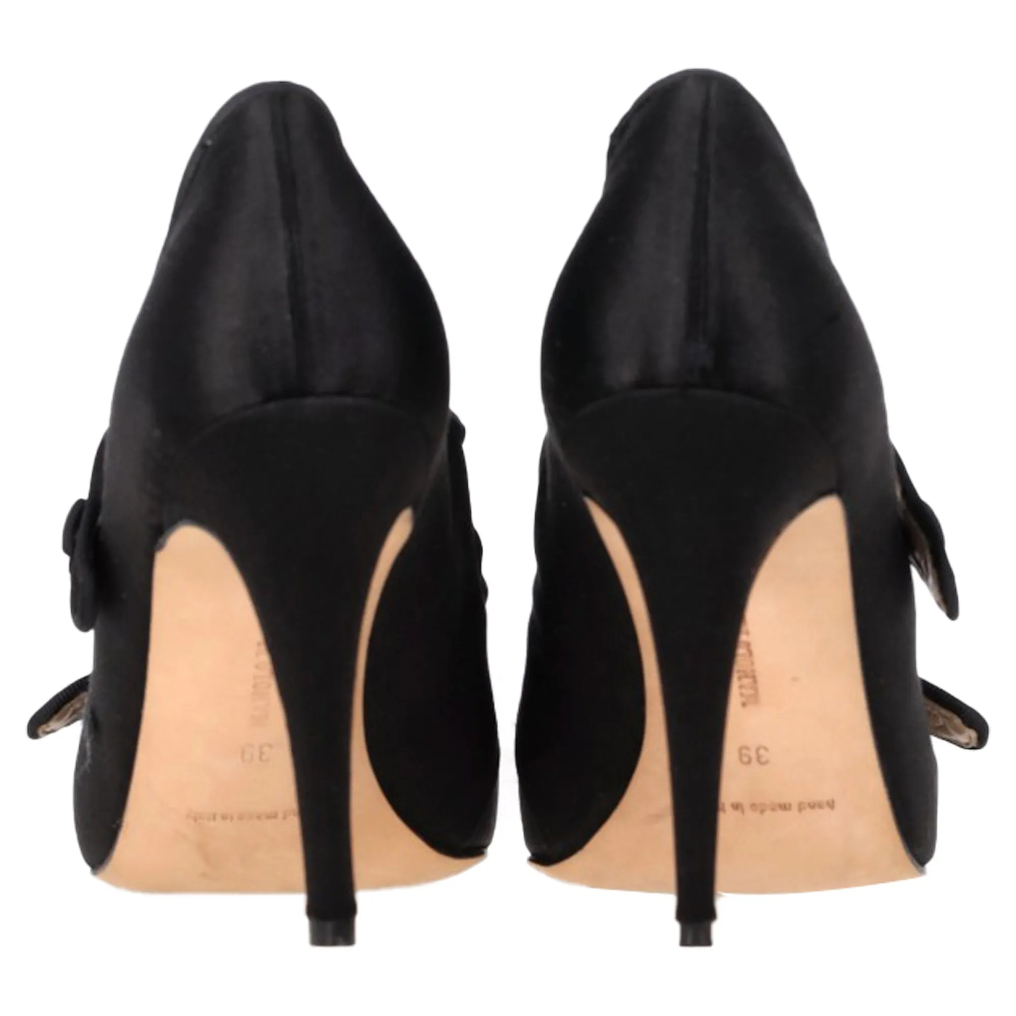 Manolo Blahnik Double Strap Mary Jane Pumps in Black Satin Shoes_Manolo-Blahnik