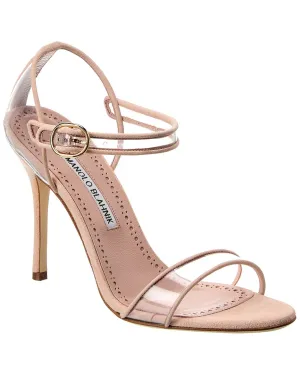 Manolo Blahnik Fersen 105 Suede & Vinyl Sandal Shoes_Manolo-Blahnik