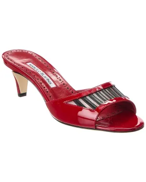 Manolo Blahnik Fifaso 50 Patent & Mesh Sandal Shoes_Manolo-Blahnik
