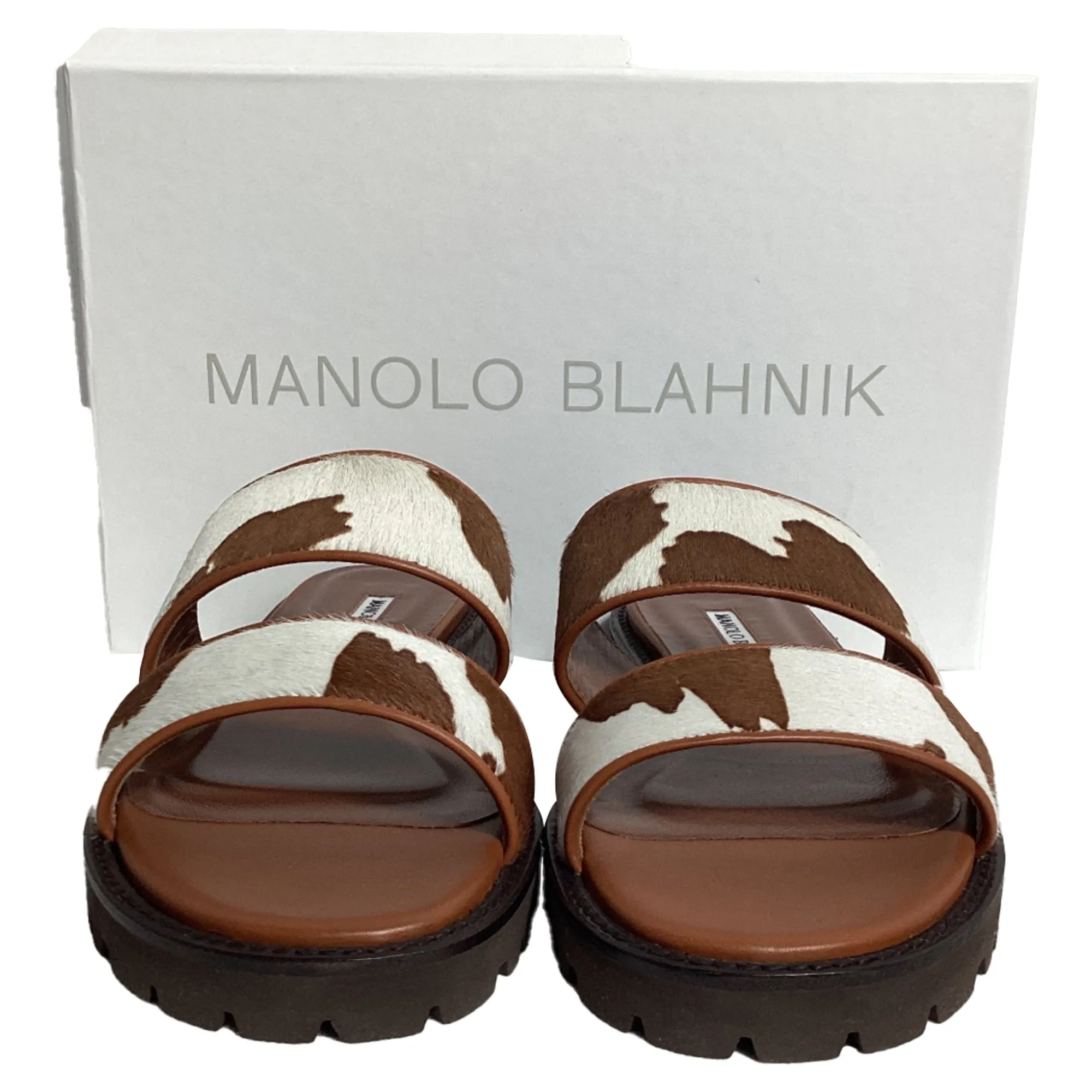 Manolo Blahnik Gadmu Cow Print Flat Sandals in Animal Print Ponyhair Shoes_Manolo-Blahnik