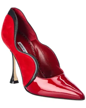 Manolo Blahnik Hamaki 105 Patent & Suede Pump Shoes_Manolo-Blahnik