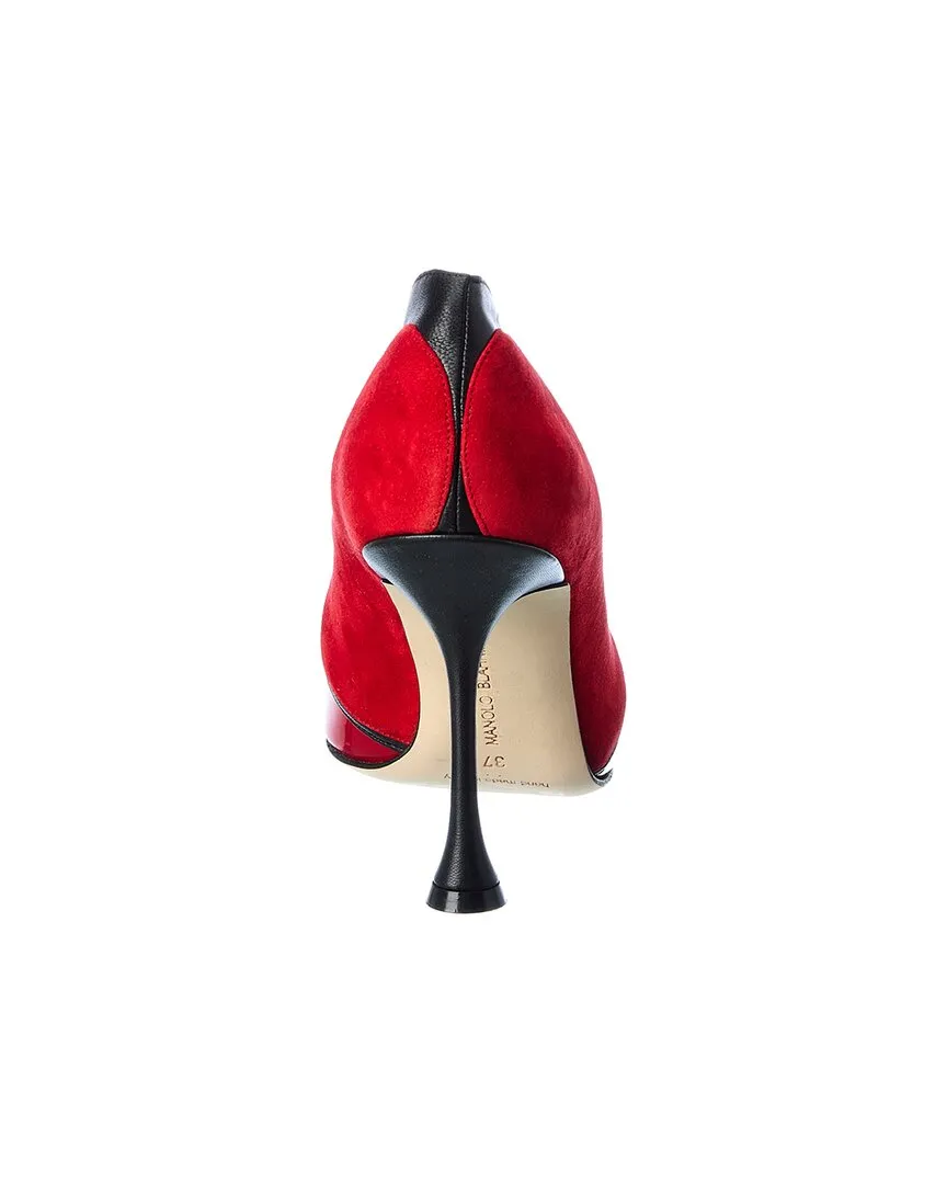 Manolo Blahnik Hamaki 105 Patent & Suede Pump Shoes_Manolo-Blahnik