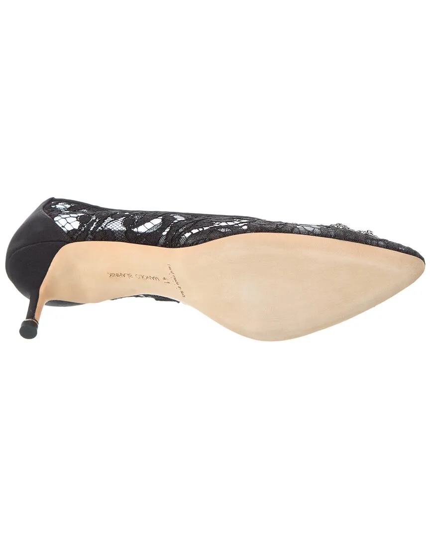 Manolo Blahnik Hangisi 50 Lace & Satin Pump Shoes_Manolo-Blahnik