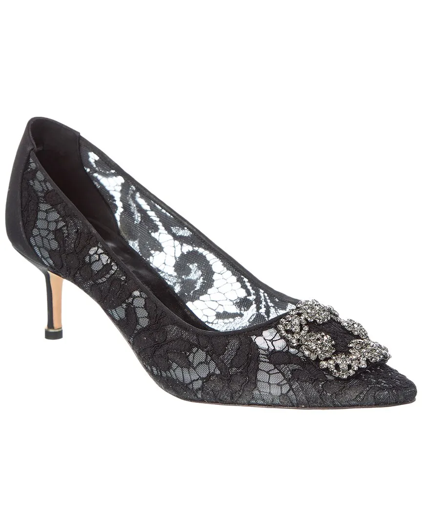 Manolo Blahnik Hangisi 50 Lace & Satin Pump Shoes_Manolo-Blahnik
