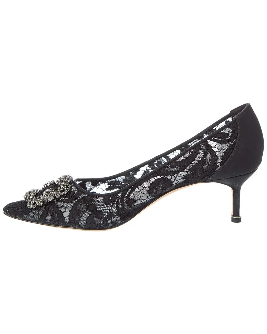 Manolo Blahnik Hangisi 50 Lace & Satin Pump Shoes_Manolo-Blahnik