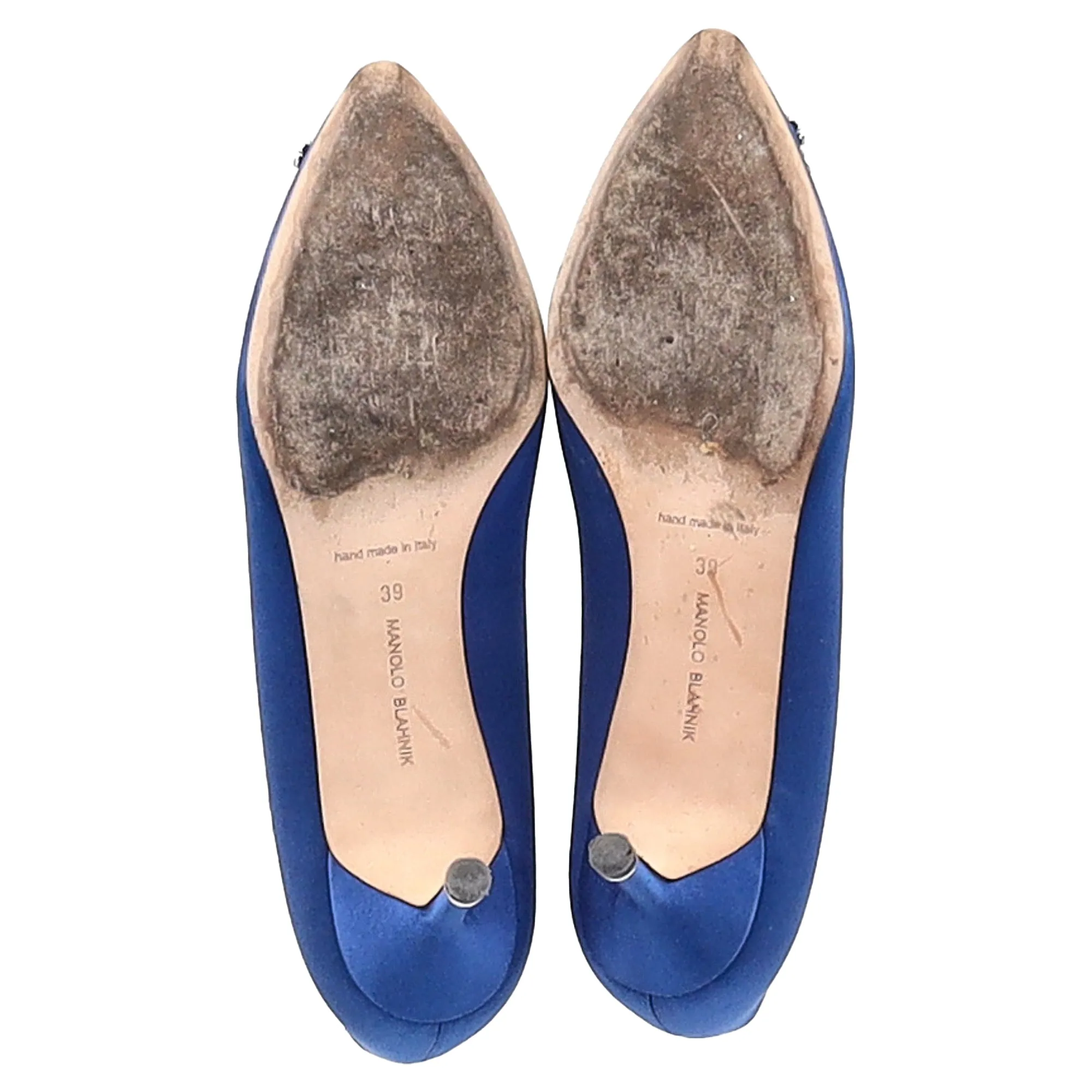 Manolo Blahnik Hangisi 50 Pointed Pumps in Blue Satin Shoes_Manolo-Blahnik