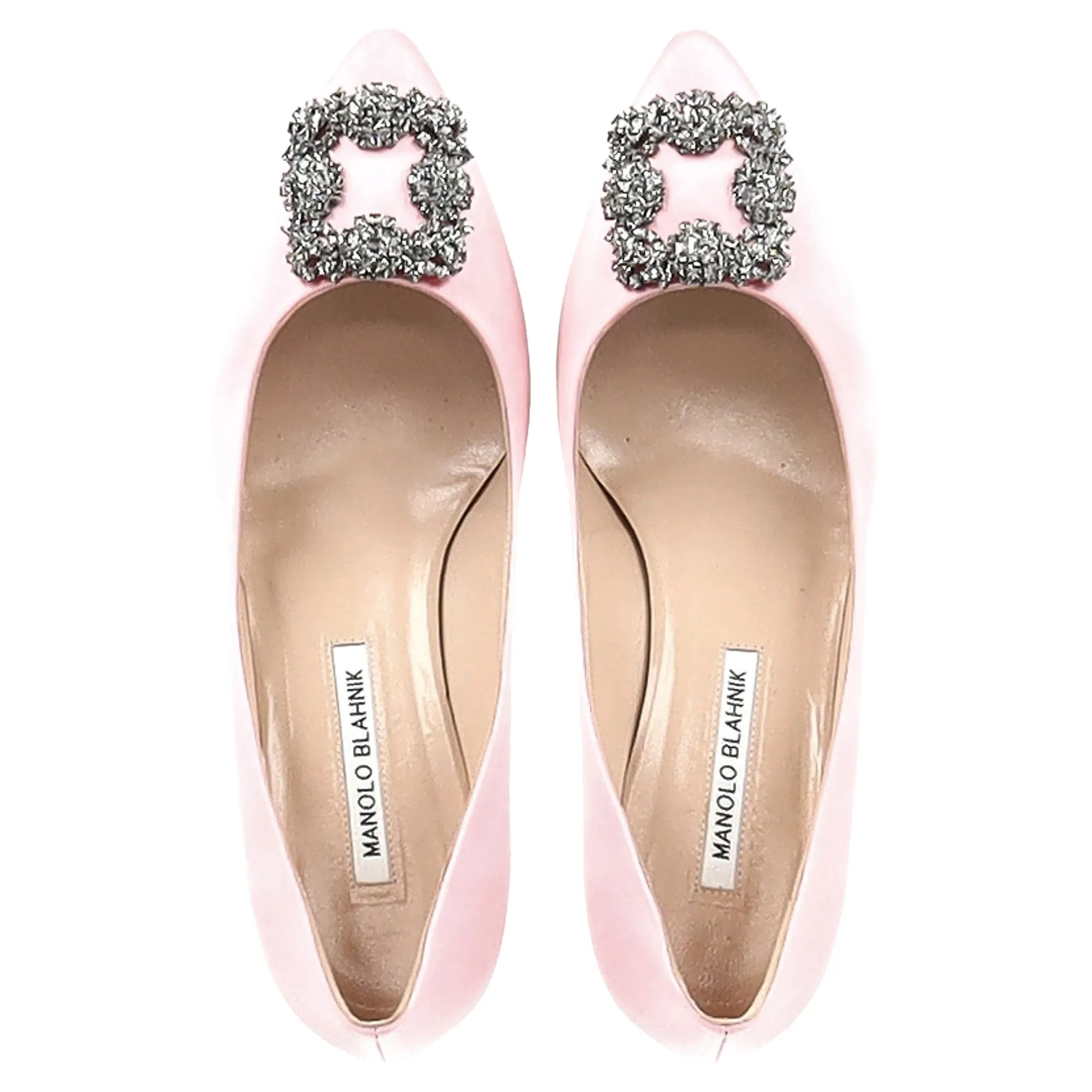 Manolo Blahnik Hangisi 50 Pointed Pumps in Pink Satin Shoes_Manolo-Blahnik