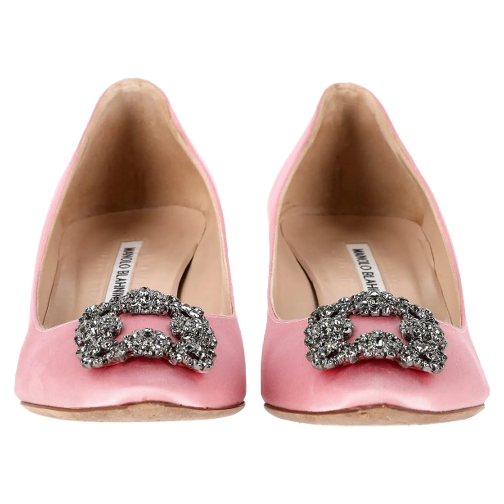 Manolo Blahnik Hangisi 50 Pointed Pumps in Pink Satin Shoes_Manolo-Blahnik