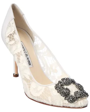 Manolo Blahnik Hangisi 90 Satin & Lace Pump Shoes_Manolo-Blahnik