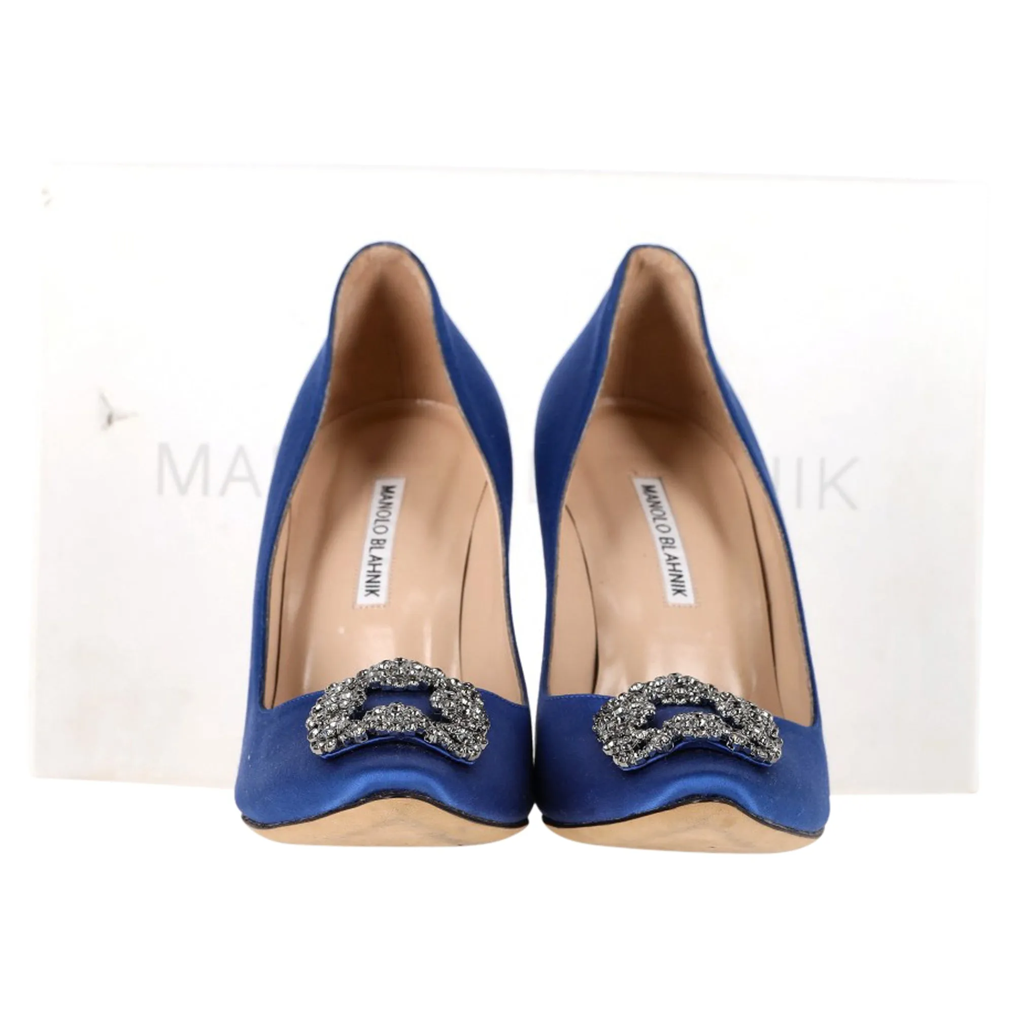 Manolo Blahnik Hangisi Pumps in Blue Satin Shoes_Manolo-Blahnik