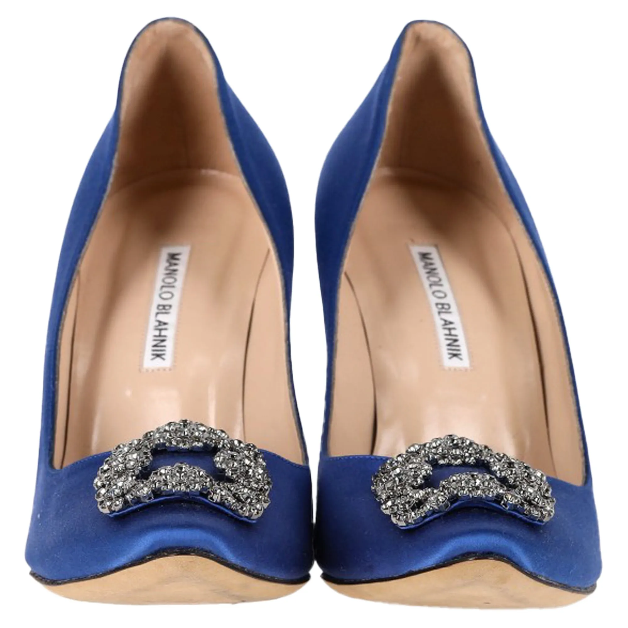 Manolo Blahnik Hangisi Pumps in Blue Satin Shoes_Manolo-Blahnik