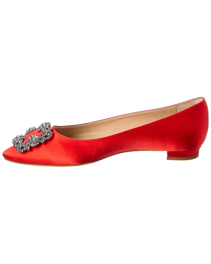 Manolo Blahnik Hangisi Satin Flat Shoes_Manolo-Blahnik