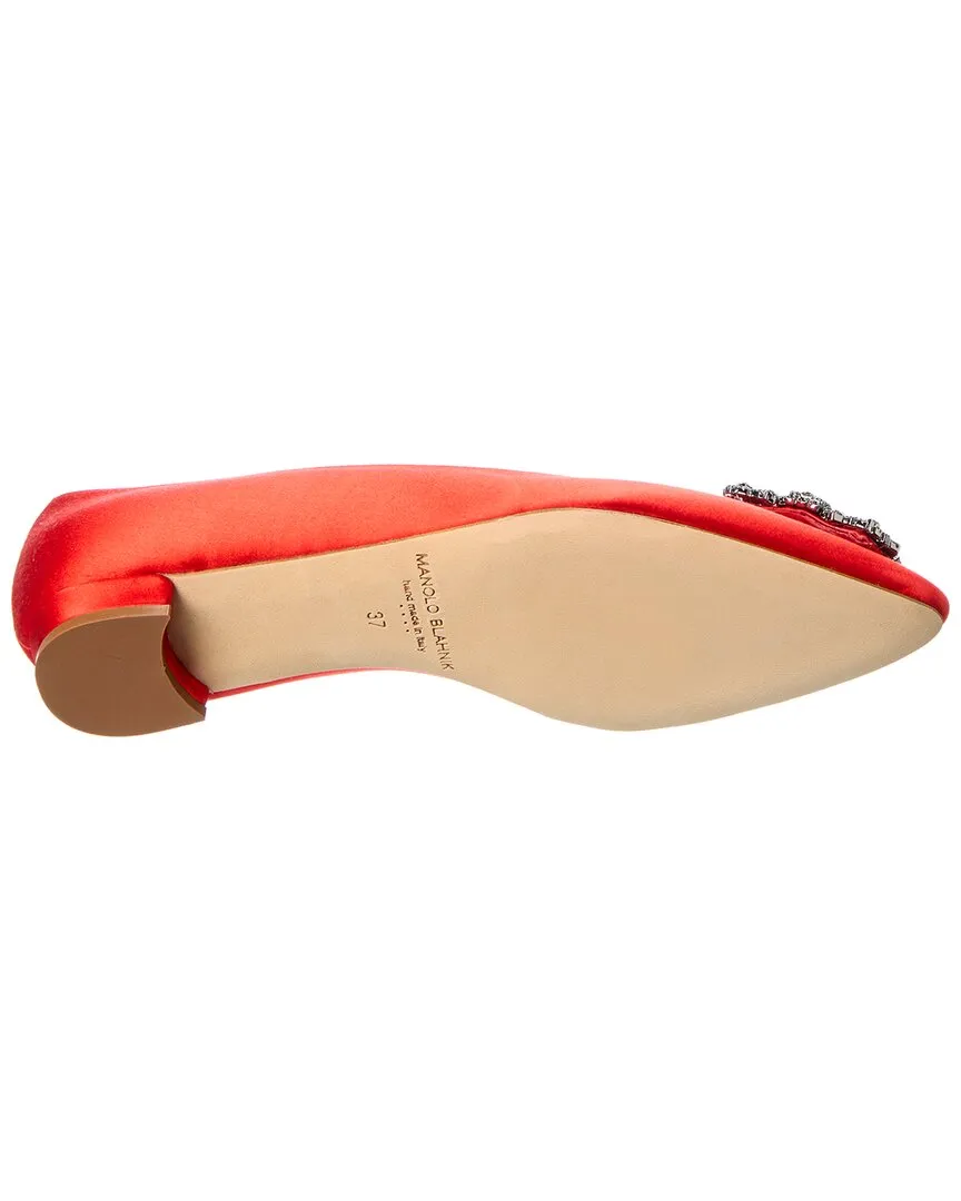 Manolo Blahnik Hangisi Satin Flat Shoes_Manolo-Blahnik