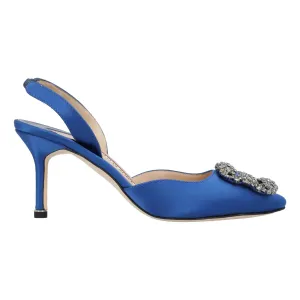 Manolo Blahnik Hangisli Slingback Pumps 85mm Blue Shoes_Manolo-Blahnik