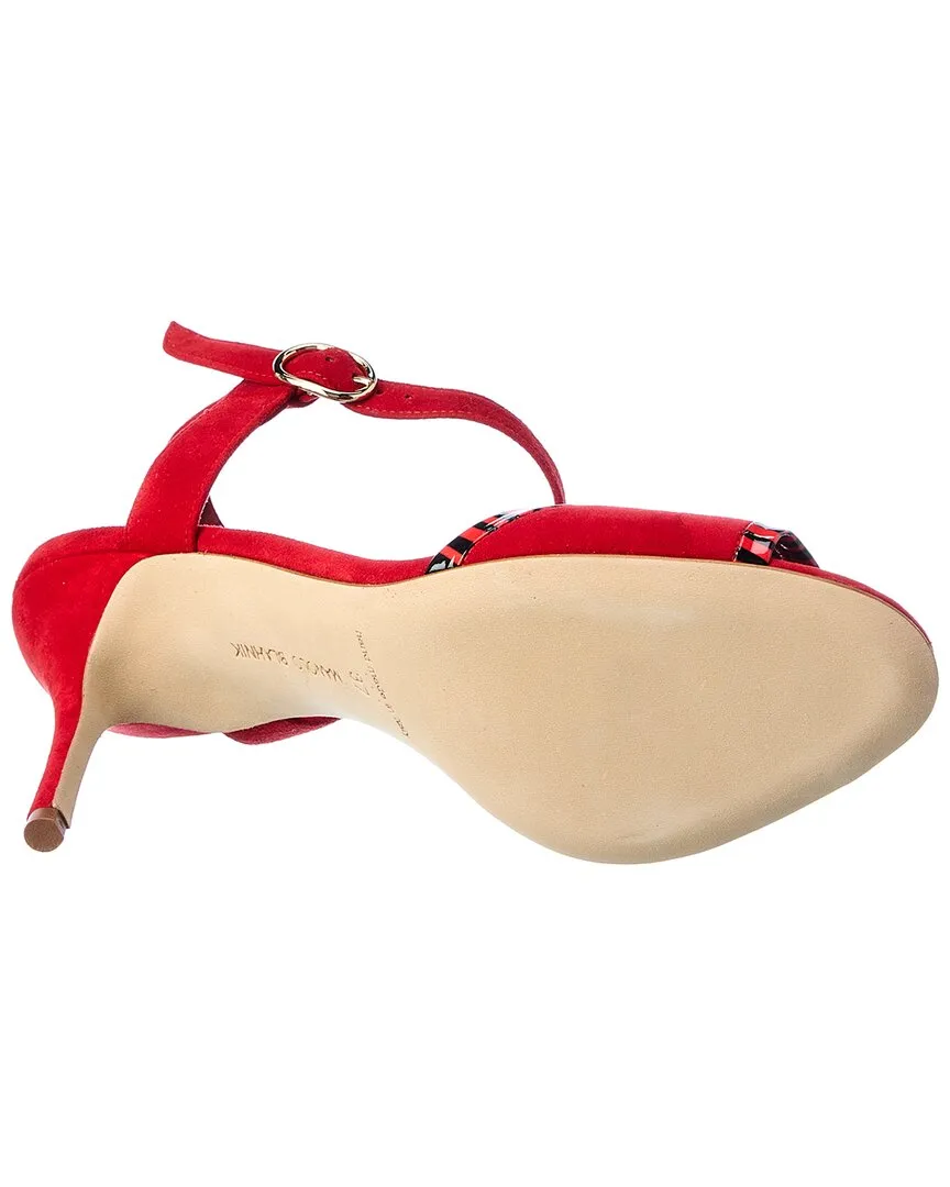 Manolo Blahnik IBN 90 Suede & Patent Sandal Shoes_Manolo-Blahnik