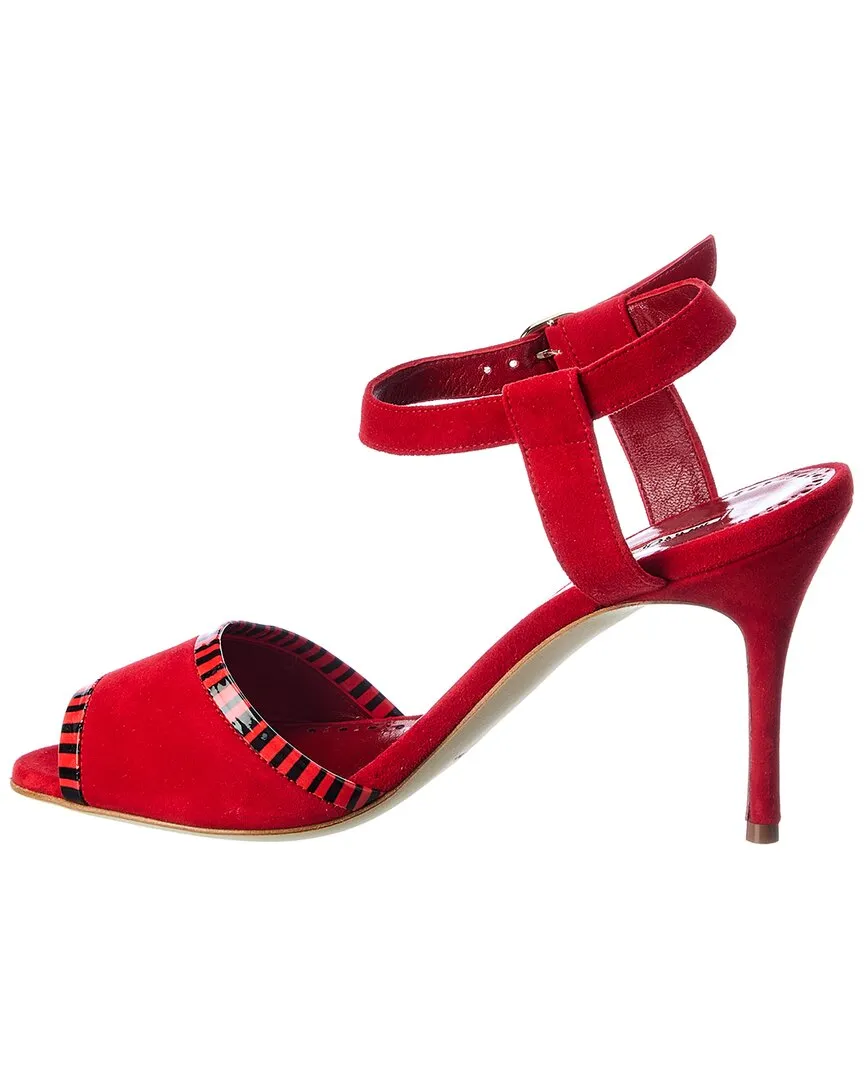 Manolo Blahnik IBN 90 Suede & Patent Sandal Shoes_Manolo-Blahnik