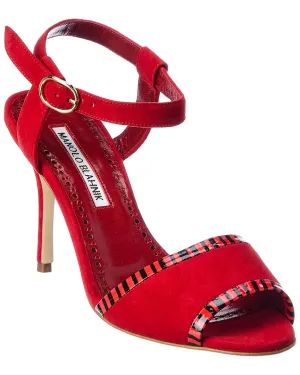 Manolo Blahnik IBN 90 Suede & Patent Sandal Shoes_Manolo-Blahnik