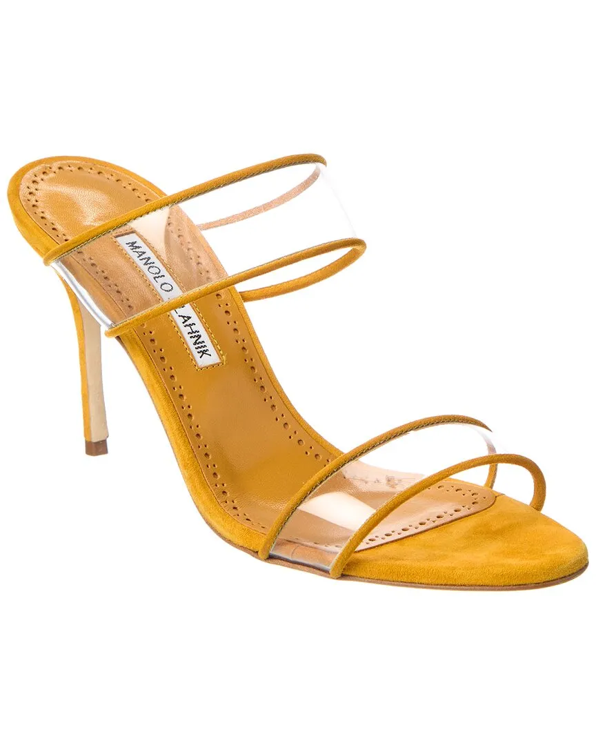 Manolo Blahnik Invymu 90 Suede & Vinyl Sandal Shoes_Manolo-Blahnik