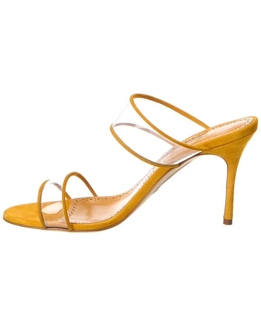 Manolo Blahnik Invymu 90 Suede & Vinyl Sandal Shoes_Manolo-Blahnik