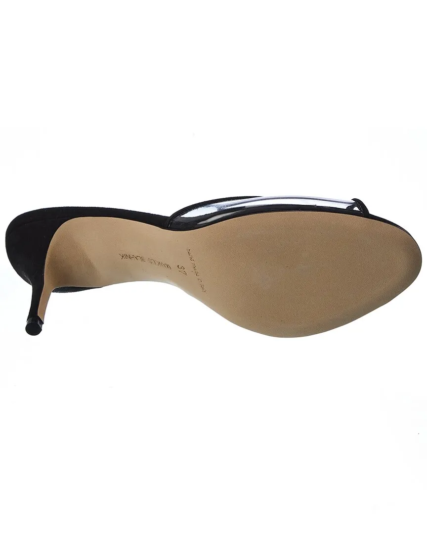 Manolo Blahnik Jadifa 70 Vinyl & Suede Sandal Shoes_Manolo-Blahnik