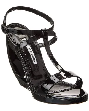 Manolo Blahnik Kassa 105 Patent Wedge Sandal Shoes_Manolo-Blahnik
