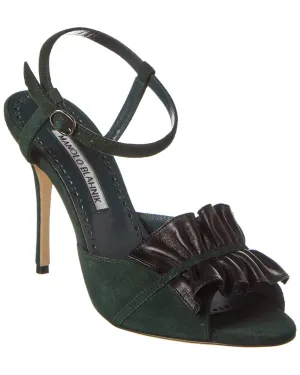 Manolo Blahnik Khedni 105 Suede & Leather Sandal Shoes_Manolo-Blahnik