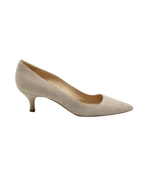 Manolo Blahnik Kitten Heel Pumps in Grey Suede Shoes_Manolo-Blahnik