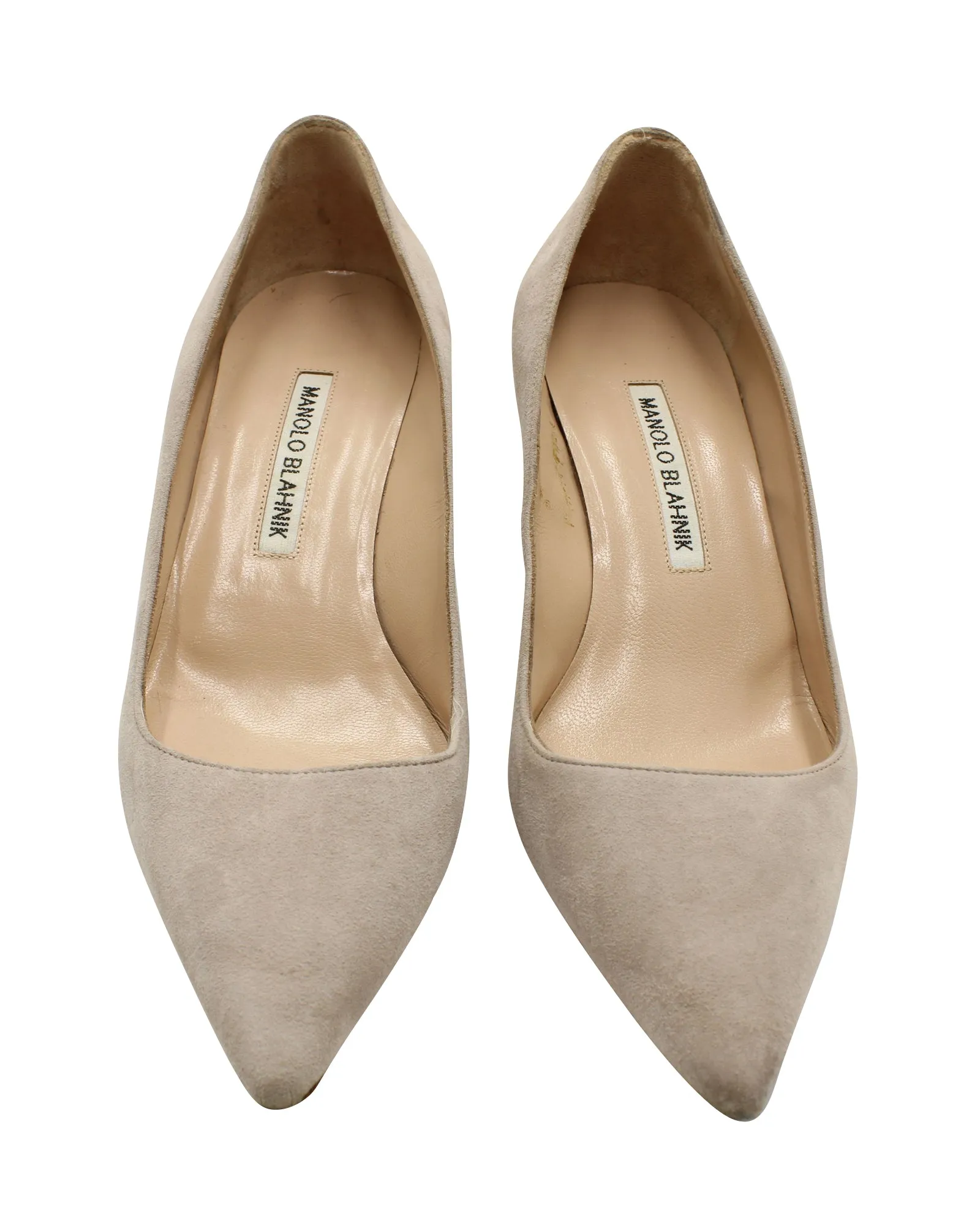 Manolo Blahnik Kitten Heel Pumps in Grey Suede Shoes_Manolo-Blahnik