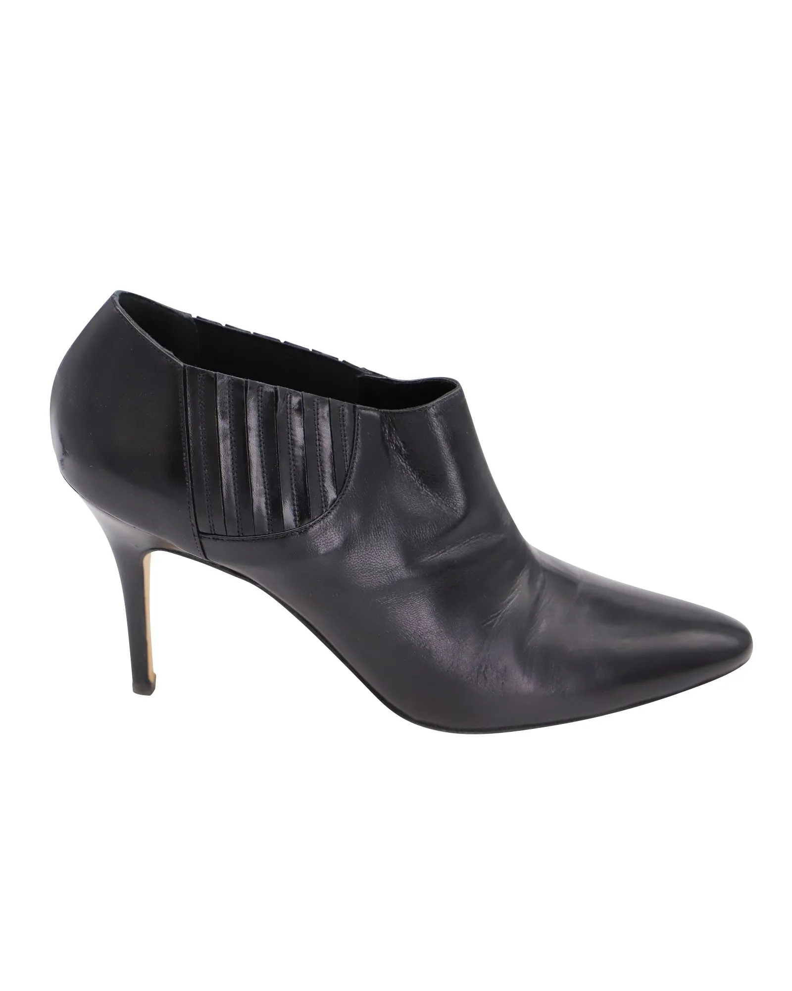 Manolo Blahnik Livrea Gore Ankle Bootie in Black Leather Shoes_Manolo-Blahnik