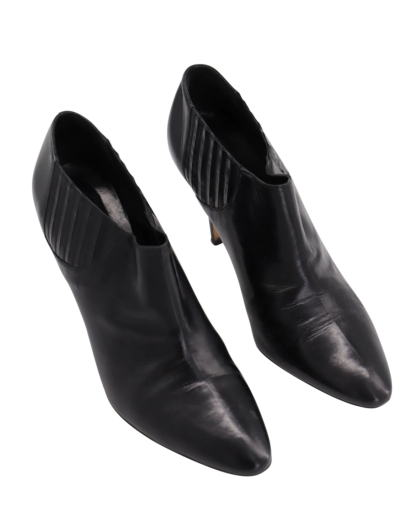 Manolo Blahnik Livrea Gore Ankle Bootie in Black Leather Shoes_Manolo-Blahnik