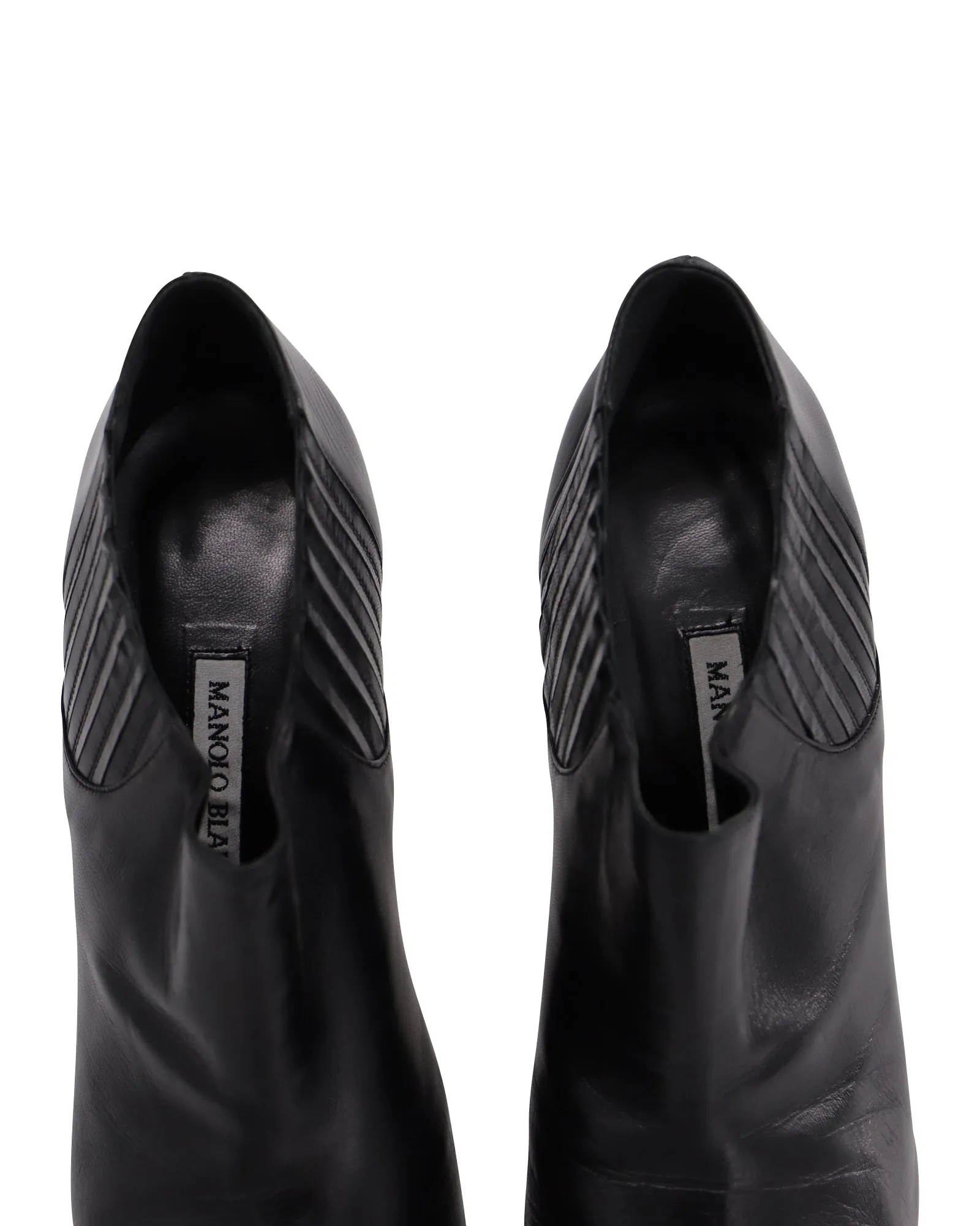 Manolo Blahnik Livrea Gore Ankle Bootie in Black Leather Shoes_Manolo-Blahnik