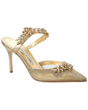 Manolo Blahnik Lurum 90 Mesh & Leather Pump Shoes_Manolo-Blahnik
