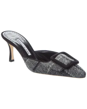 Manolo Blahnik Maysale 70 Wool & Suede Pump Shoes_Manolo-Blahnik