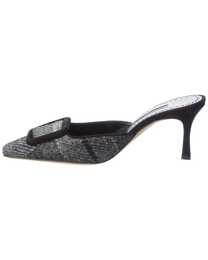 Manolo Blahnik Maysale 70 Wool & Suede Pump Shoes_Manolo-Blahnik