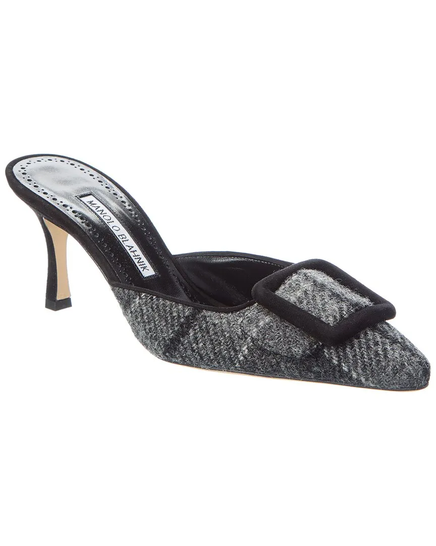 Manolo Blahnik Maysale 70 Wool & Suede Pump Shoes_Manolo-Blahnik