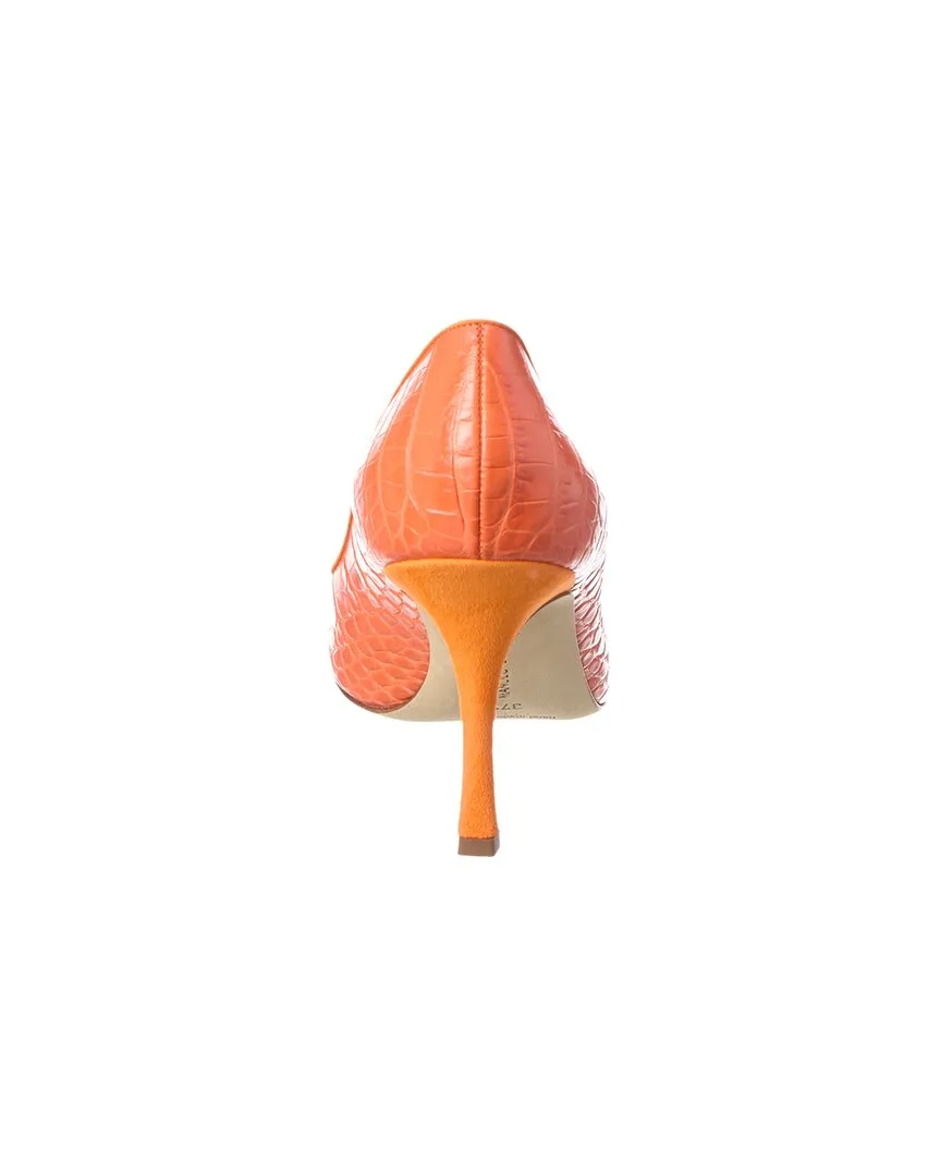 Manolo Blahnik Maysale 90 Croc-Embossed Leather & Suede Pump Shoes_Manolo-Blahnik