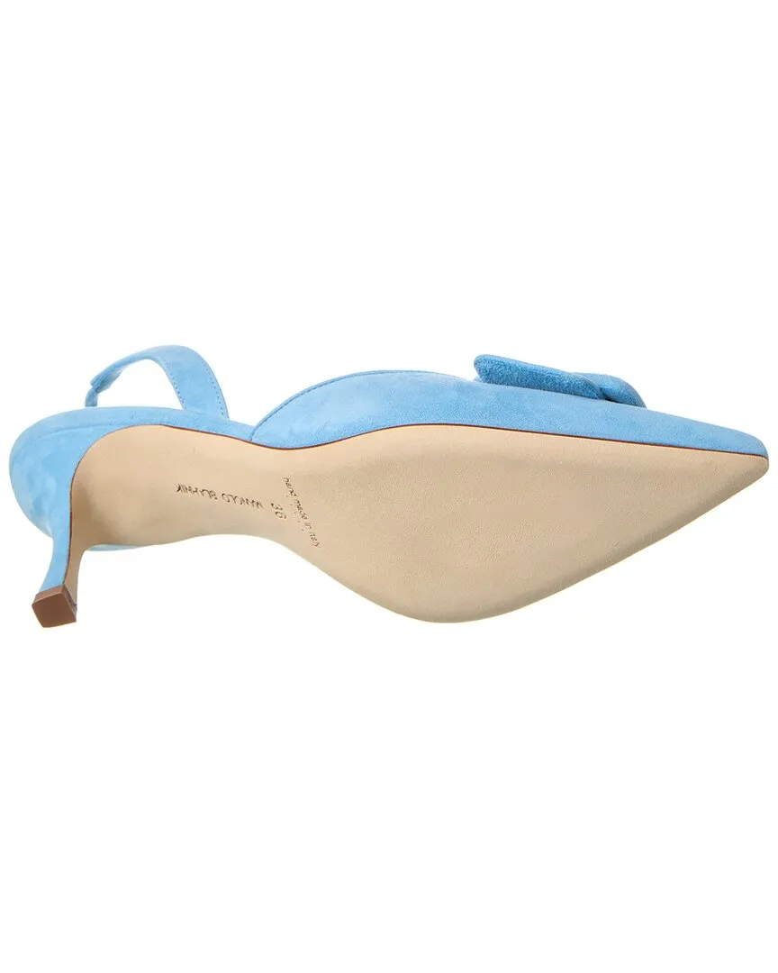 Manolo Blahnik Maysli 70 Suede Slingback Pump Shoes_Manolo-Blahnik