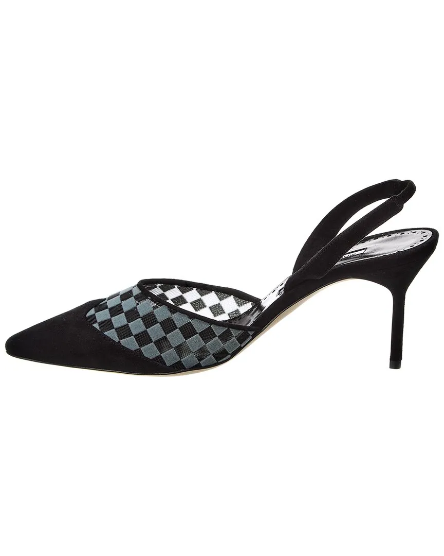Manolo Blahnik Mingosli 70 Mesh & Suede Slingback Pump Shoes_Manolo-Blahnik