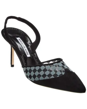 Manolo Blahnik Mingosli 70 Mesh & Suede Slingback Pump Shoes_Manolo-Blahnik